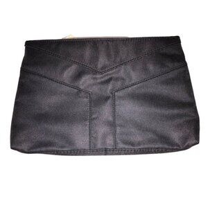 YSL Perfumes Yves Saint Laurent Zippered Bag Case Clutch Fabric Black Gold